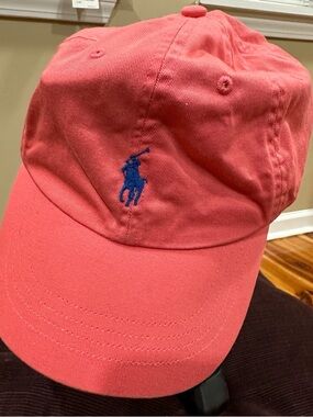 Polo Ralph Lauren Coral- pink Baseball Cap with Blue Pony Logo